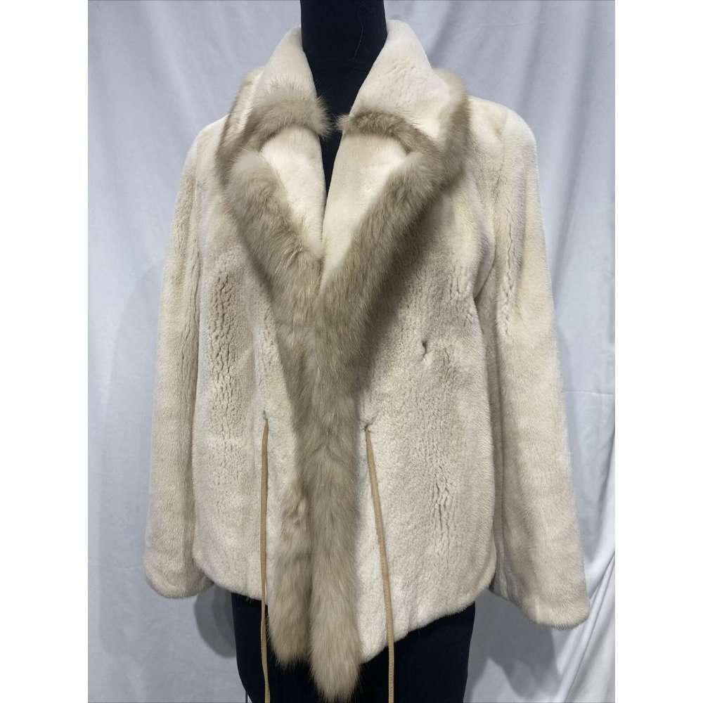 plucked mink jacket sable trim blush (80007)